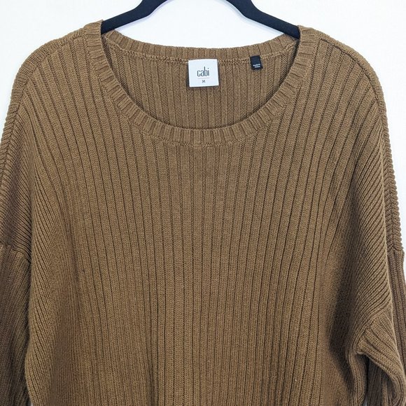 COPY - Cabi Luna Dolman Ribbed Pullover Cropped Sweater Style 3364 Size M - Picture 3 of 7